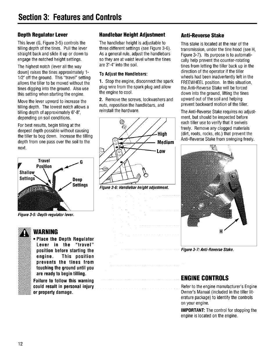 Warning | Troy-Bilt 645A User Manual | Page 12 / 36