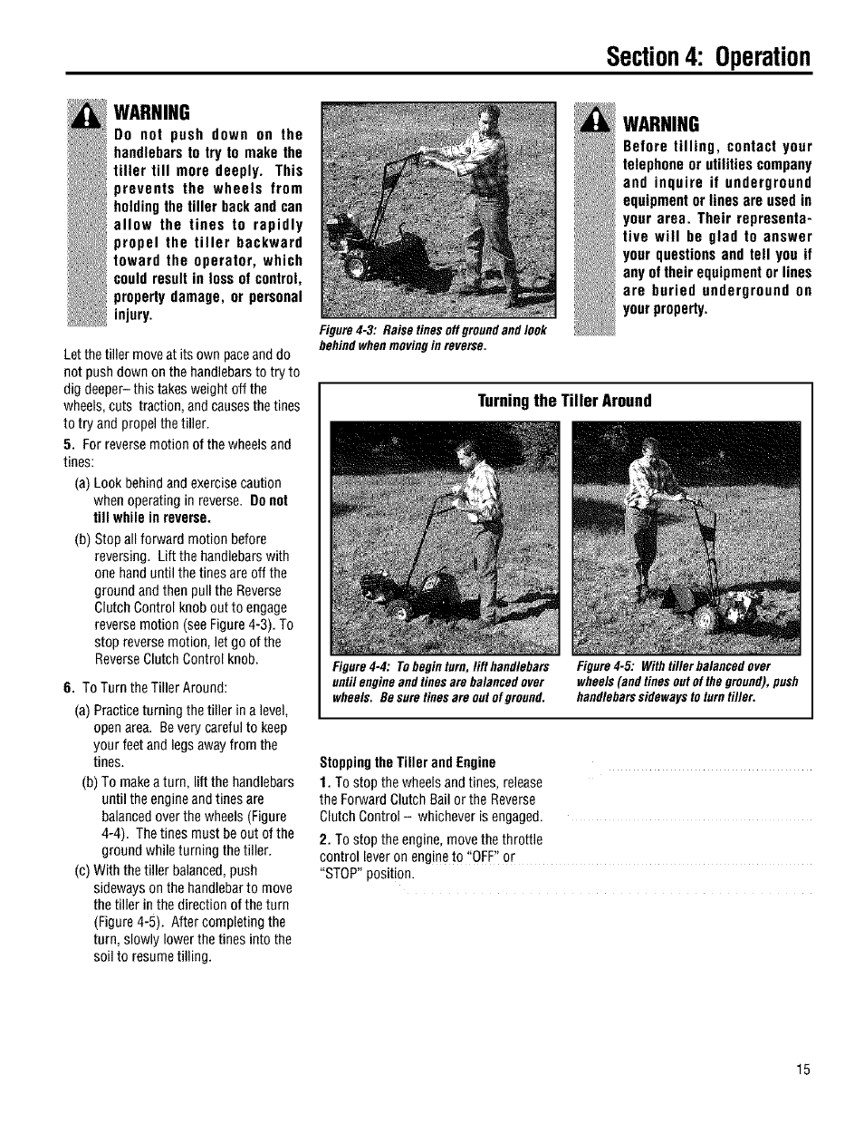 Warning | Troy-Bilt 645A User Manual | Page 15 / 36