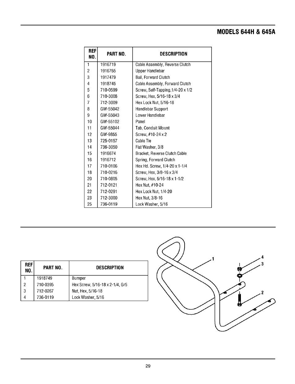 Models 644h, 645a | Troy-Bilt 645A User Manual | Page 29 / 36