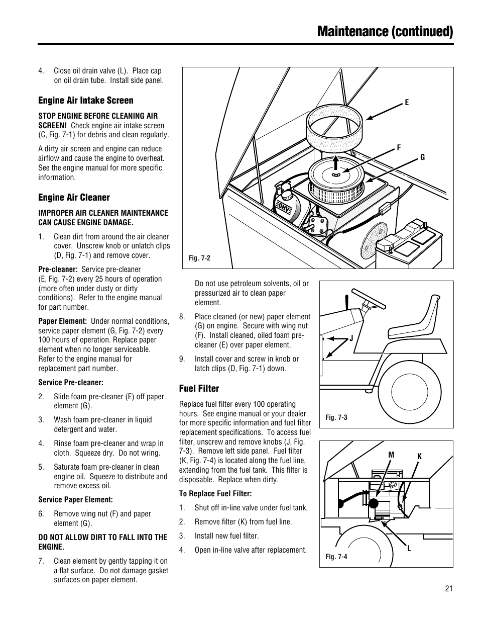 Maintenance (continued) | Troy-Bilt 13101 - GTX 16 User Manual | Page 21 / 28