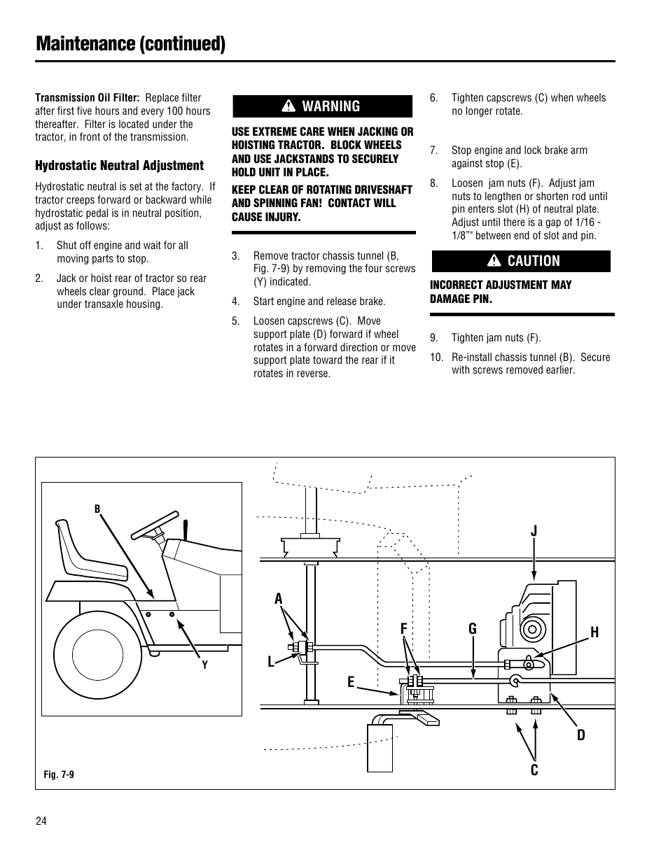 Maintenance (continued) | Troy-Bilt 13101 - GTX 16 User Manual | Page 24 / 28