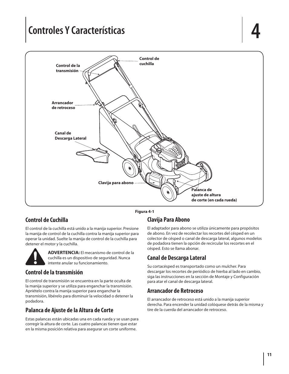 Controles y características | Troy-Bilt 460 User Manual | Page 35 / 44