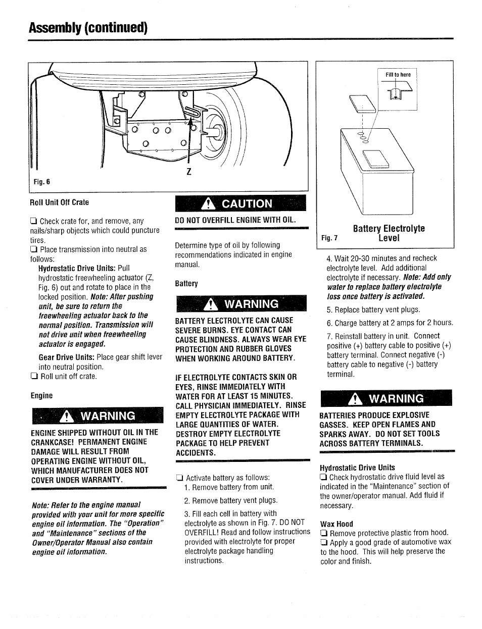 Assembly (continued), A warning | Troy-Bilt 13039-16HP User Manual | Page 4 / 4