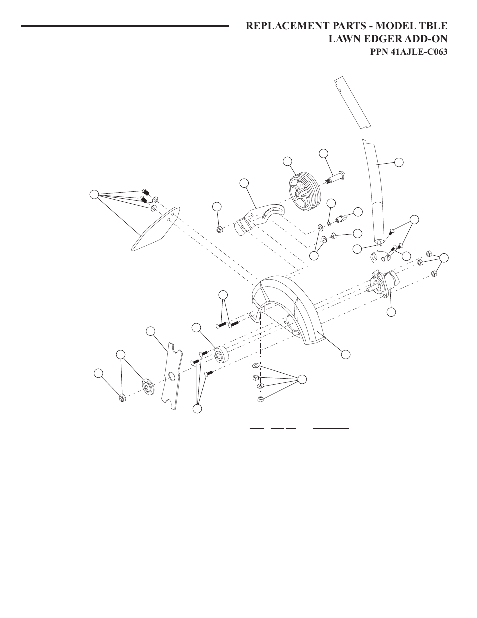 Replacement parts - model tble lawn edger add-on | Troy-Bilt TBLE User Manual | Page 35 / 36