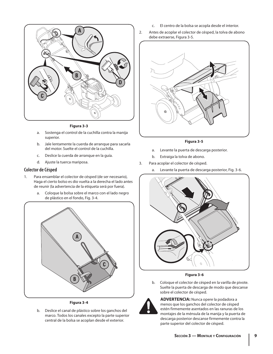 Colector de césped, Ac d b, Ac b | Troy-Bilt J830 User Manual | Page 35 / 48