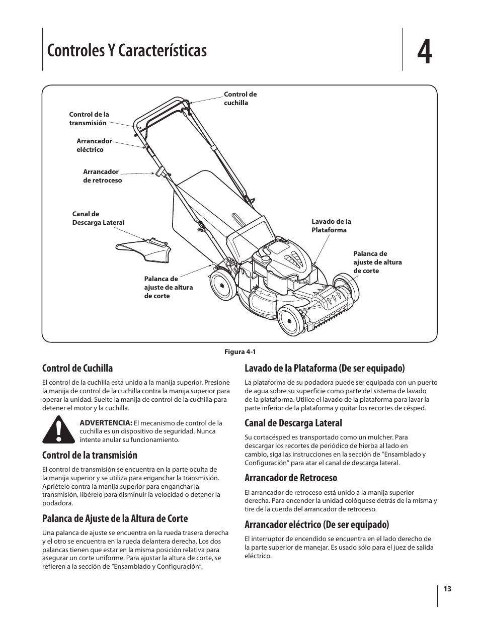 Controles y características | Troy-Bilt TB210 User Manual | Page 37 / 48