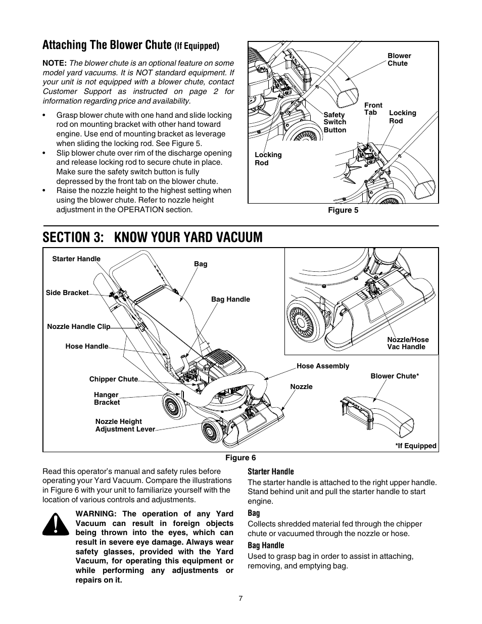 Figure 5, Figure 6, Attaching the blower chute | Troy-Bilt 24B-060F766 User Manual | Page 7 / 14