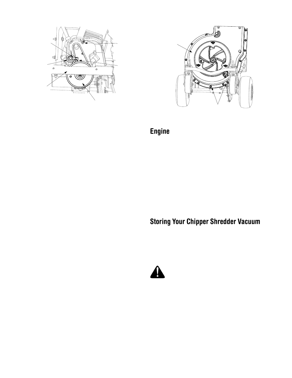 Engine, Storing your chipper shredder vacuum | Troy-Bilt 204 User Manual | Page 12 / 20