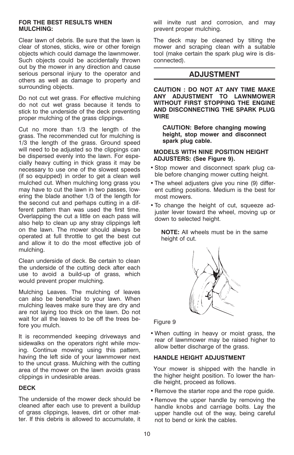 Adjustment | Troy-Bilt T-106 User Manual | Page 10 / 14