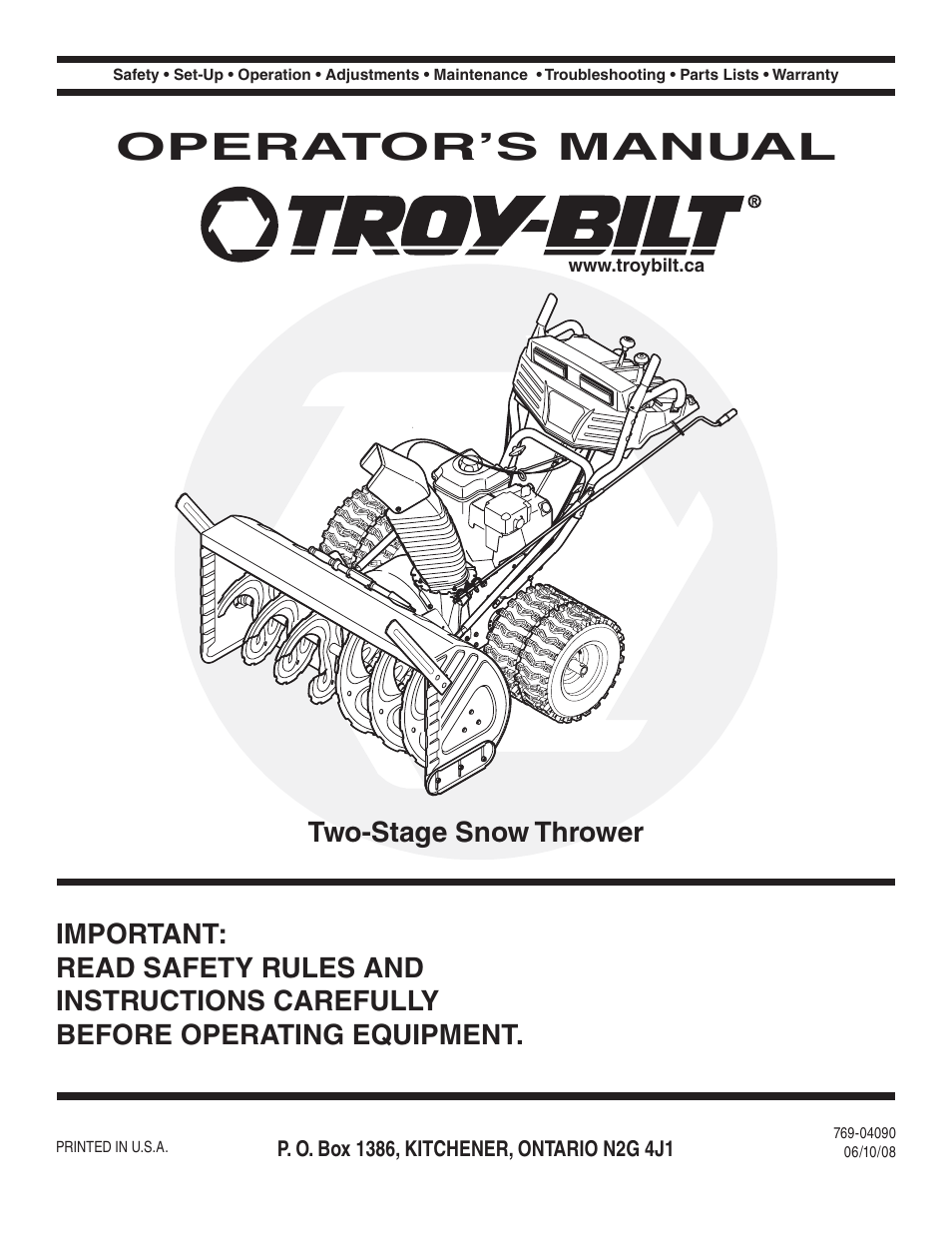 Troy-Bilt 769-04090 User Manual | 56 pages