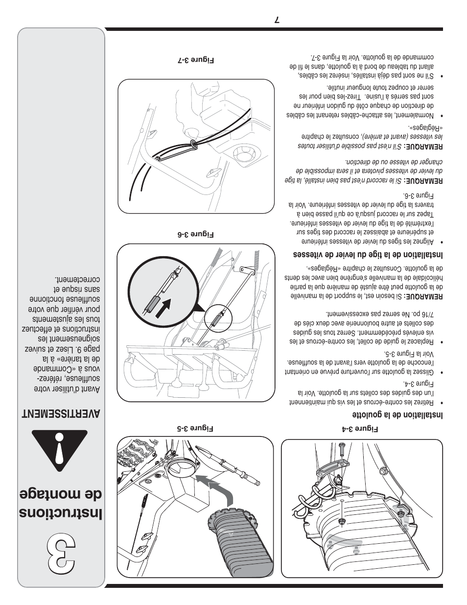 Ins tru ctio ns de montage, Aver tissement | Troy-Bilt 769-04090 User Manual | Page 50 / 56