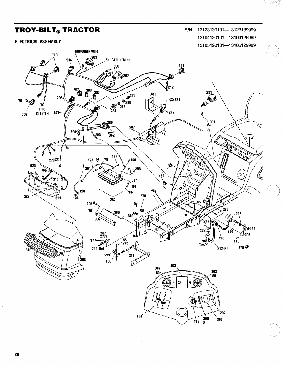 Troy-bilt® tractor | Troy-Bilt 13105 User Manual | Page 20 / 28