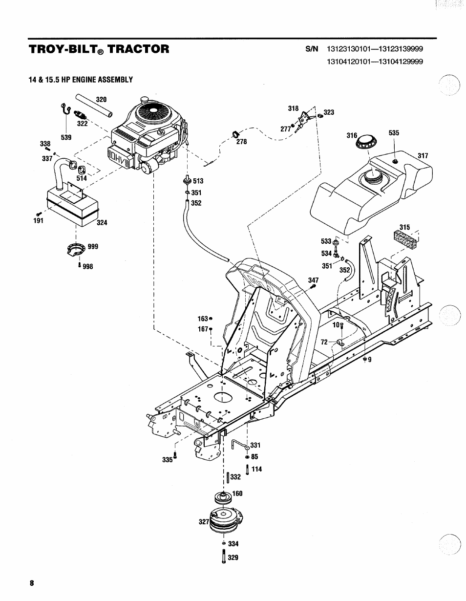 Troy-bilt® tractor | Troy-Bilt 13105 User Manual | Page 8 / 28