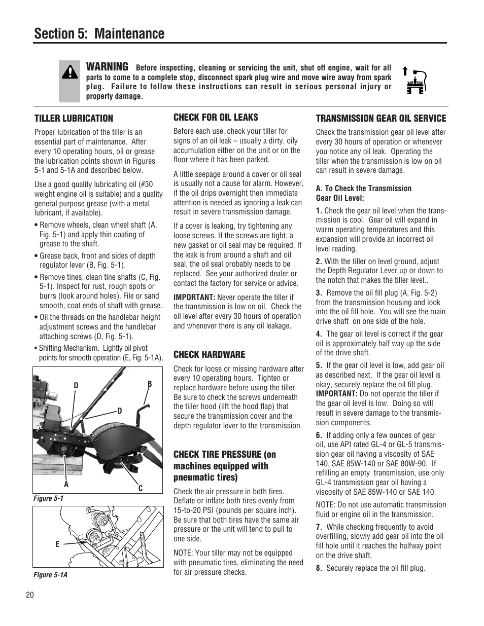 Warning | Troy-Bilt 644H-Bronco User Manual | Page 20 / 36