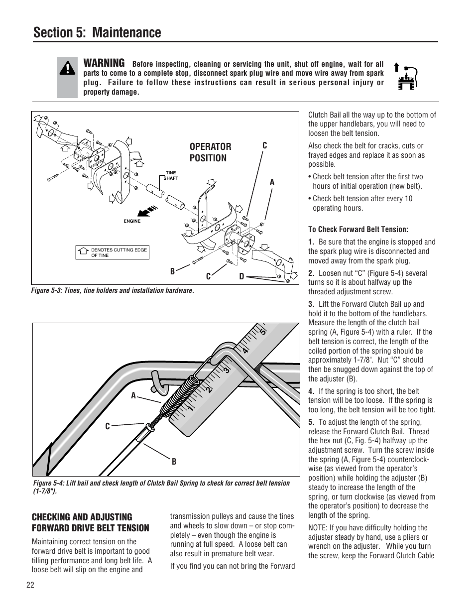 Warning | Troy-Bilt 644H-Bronco User Manual | Page 22 / 36