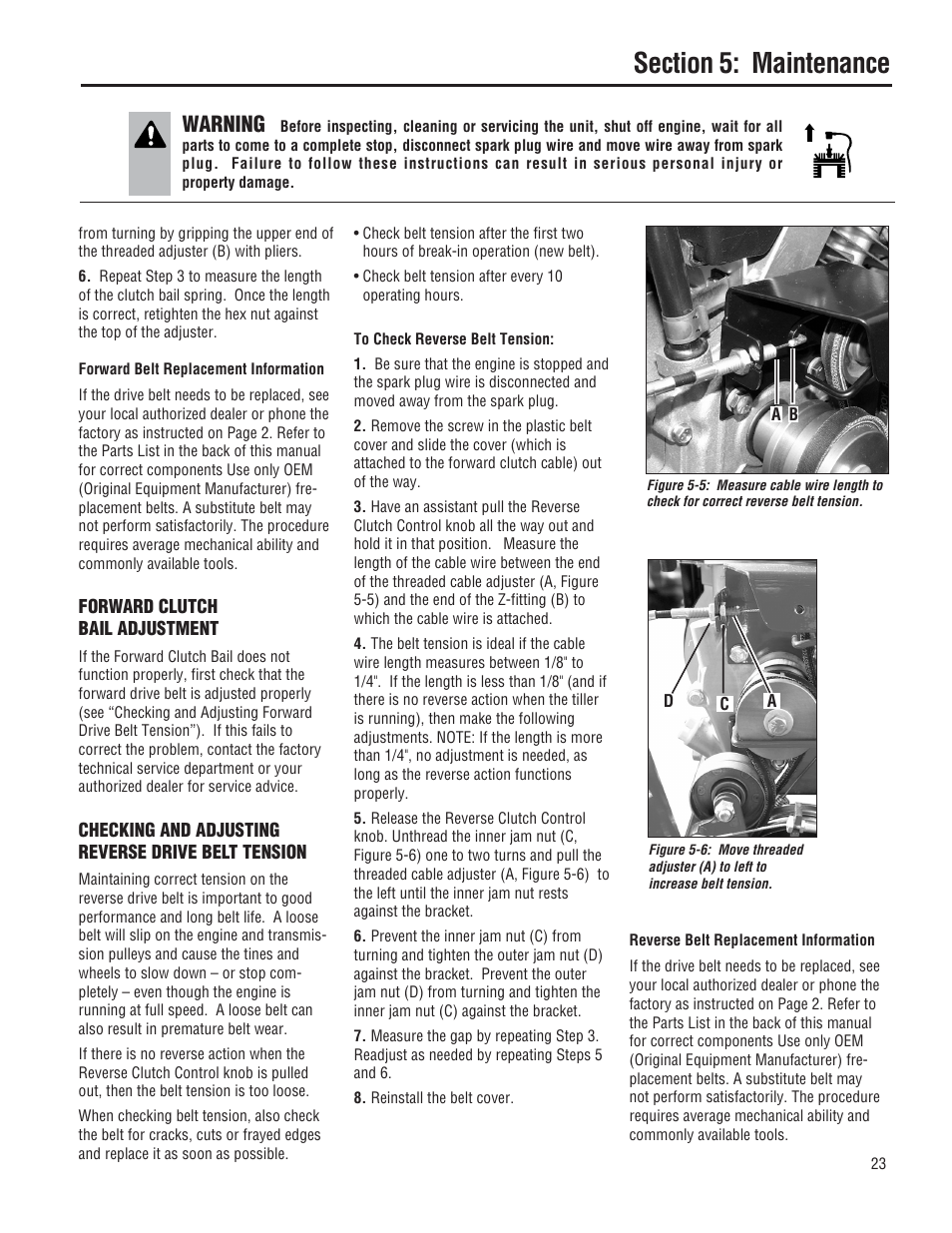 Warning | Troy-Bilt 644H-Bronco User Manual | Page 23 / 36