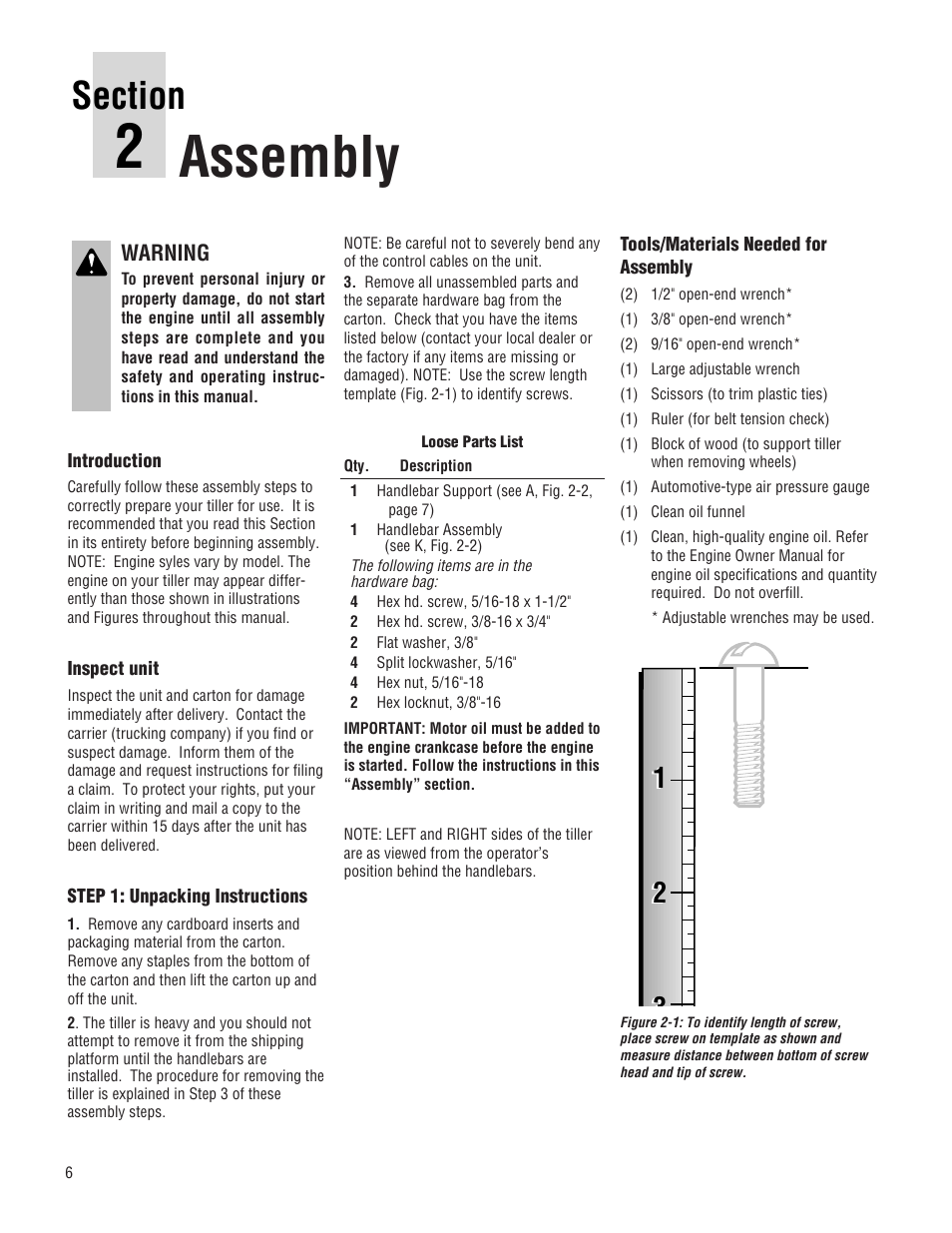 Assembly | Troy-Bilt 644H-Bronco User Manual | Page 6 / 36