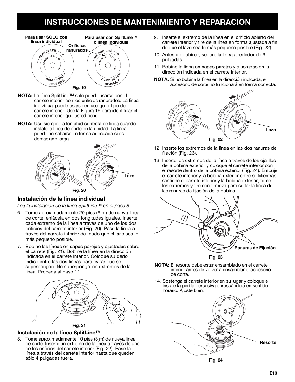 Instrucciones de mantenimiento y reparacion | Troy-Bilt TB10CS User Manual | Page 53 / 64
