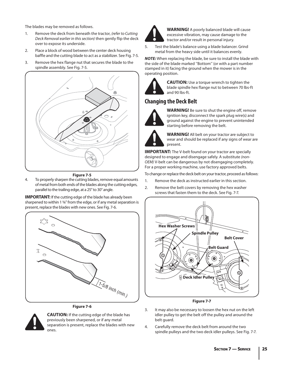 Changing the deck belt | Troy-Bilt HYDROSTATIC LAWN TRACTOR - HORSE 769-06304 User Manual | Page 25 / 64