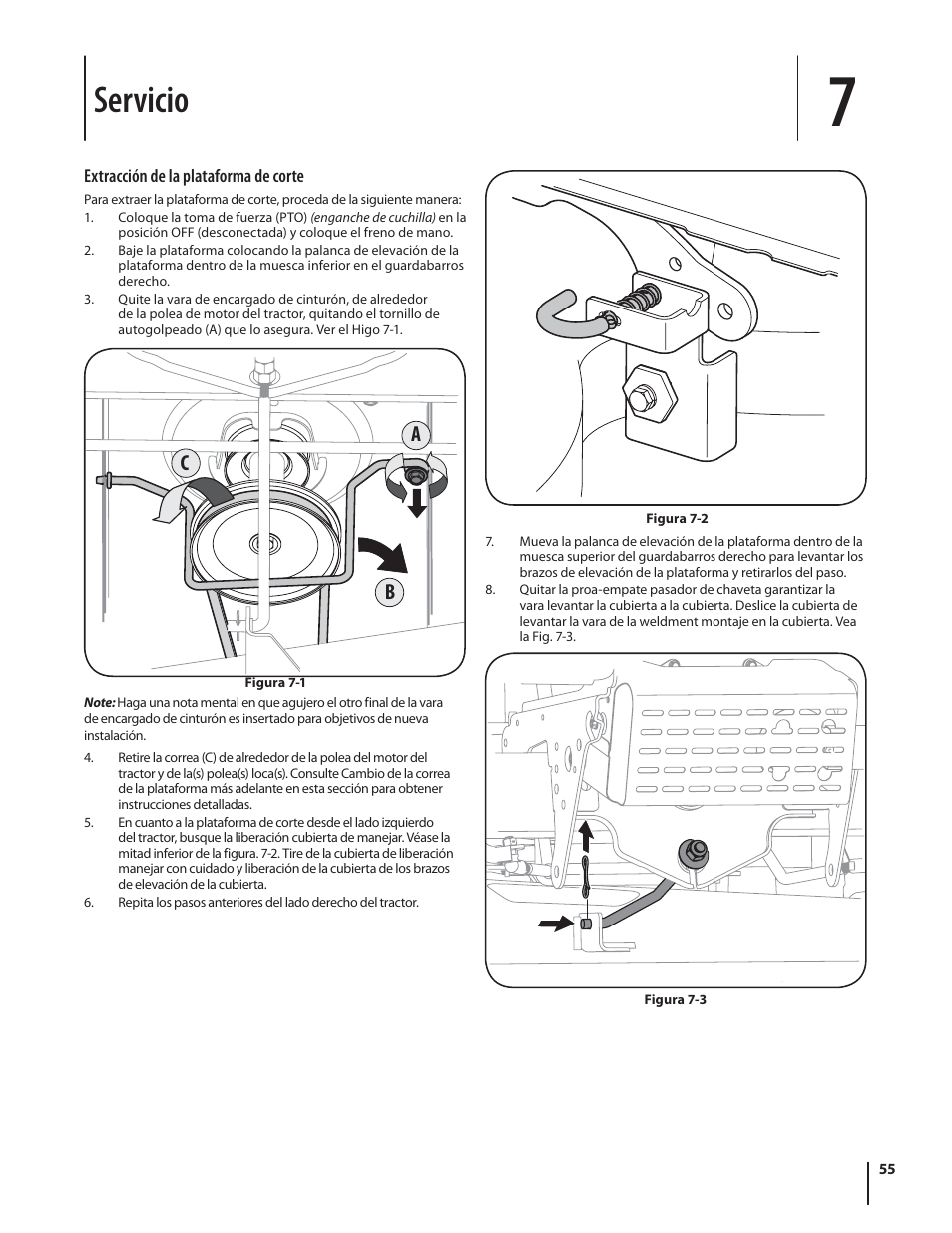 Servicio, Ab c | Troy-Bilt HYDROSTATIC LAWN TRACTOR - HORSE 769-06304 User Manual | Page 55 / 64