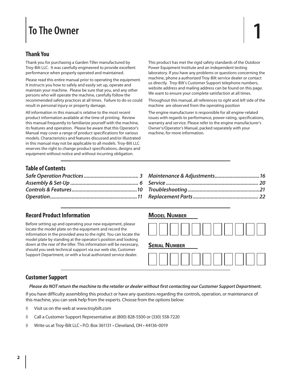 Troy-Bilt series 650 User Manual | Page 2 / 20