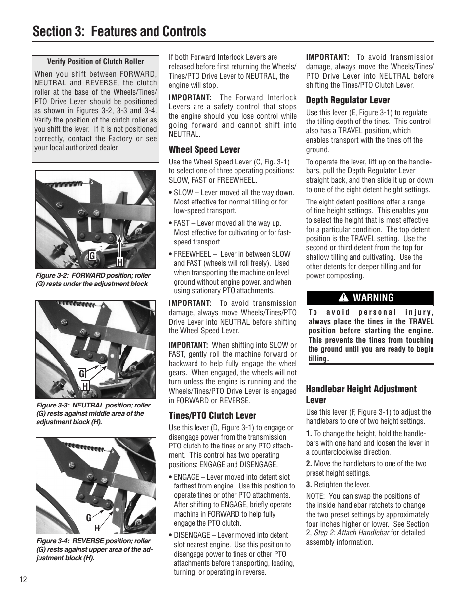 Warning | Troy-Bilt E683G User Manual | Page 12 / 60