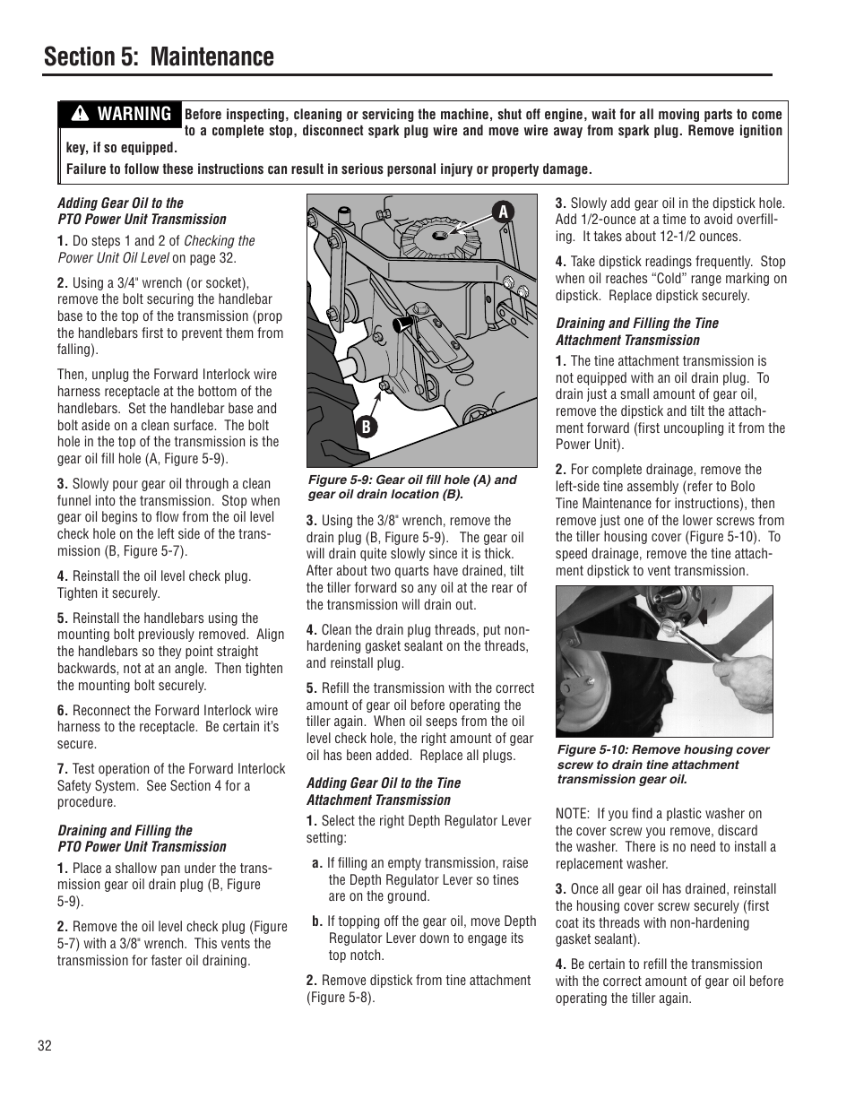 Warning | Troy-Bilt E683G User Manual | Page 32 / 60