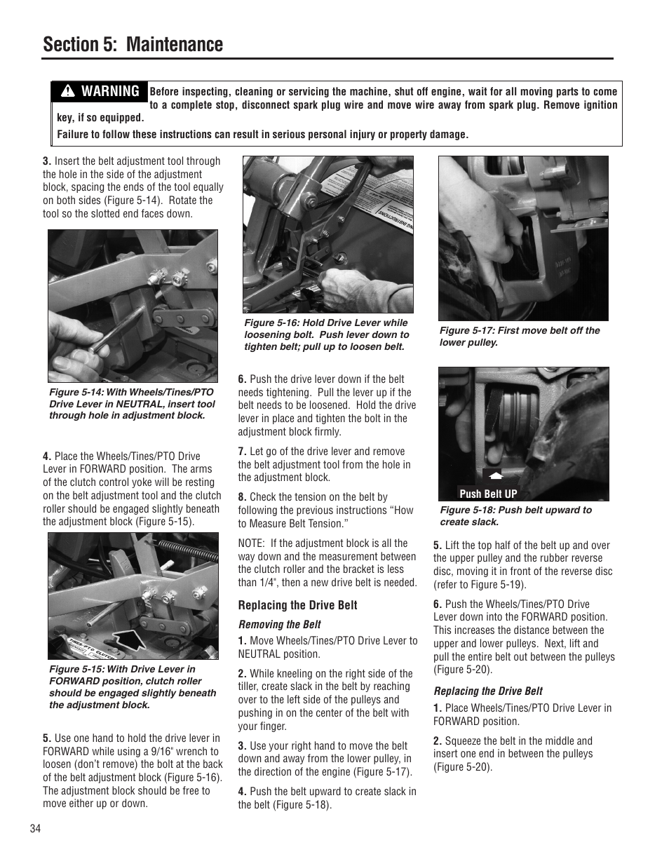 Warning | Troy-Bilt E683G User Manual | Page 34 / 60