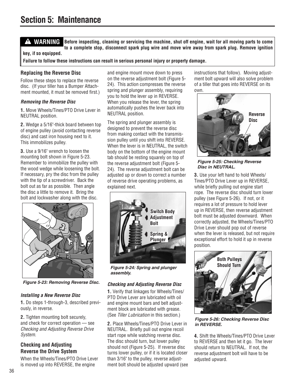 Warning | Troy-Bilt E683G User Manual | Page 36 / 60