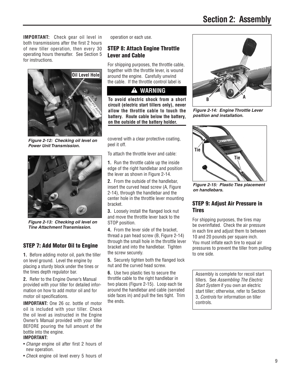 Warning | Troy-Bilt E683G User Manual | Page 9 / 60