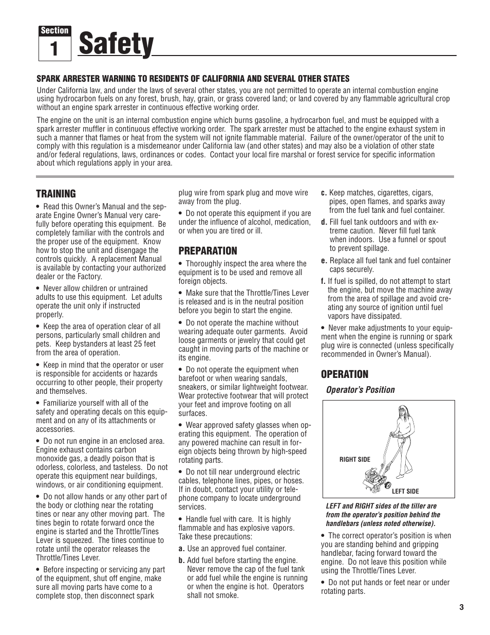 Safety | Troy-Bilt 128T User Manual | Page 3 / 20