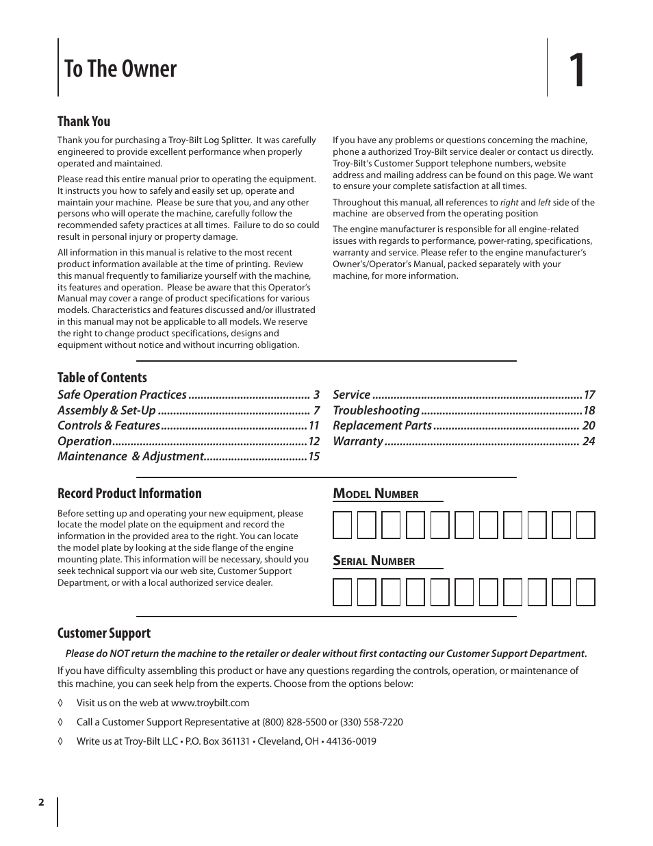 Troy-Bilt LS 27 TB User Manual | Page 2 / 24