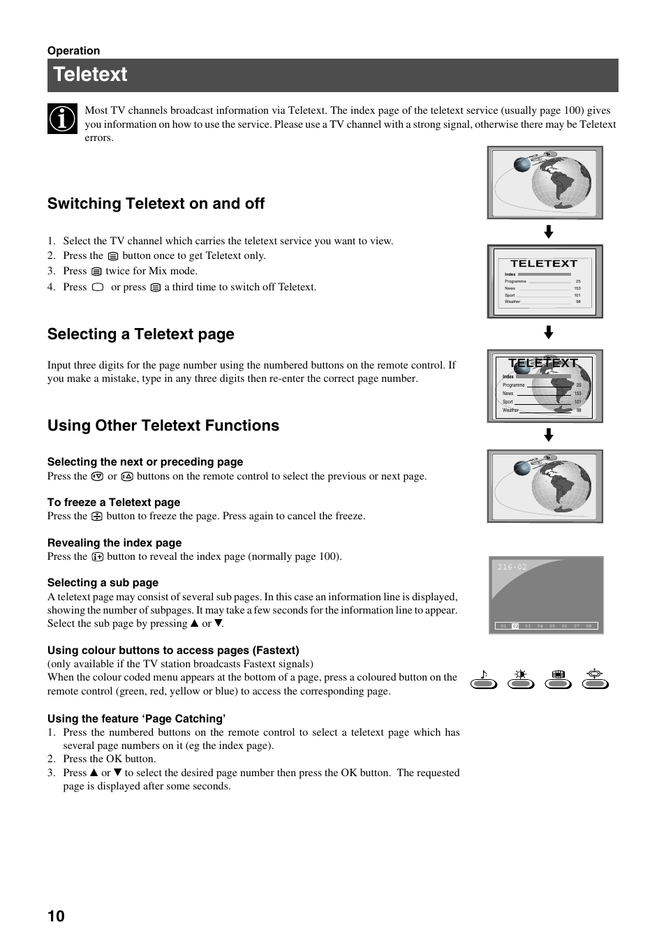 Teletext, Switching teletext on and off, Selecting a teletext page | Using other teletext functions | Sony KV-29FQ65K User Manual | Page 14 / 160