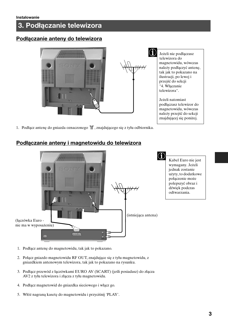 Podłączanie telewizora | Sony KV-29FQ65K User Manual | Page 33 / 160