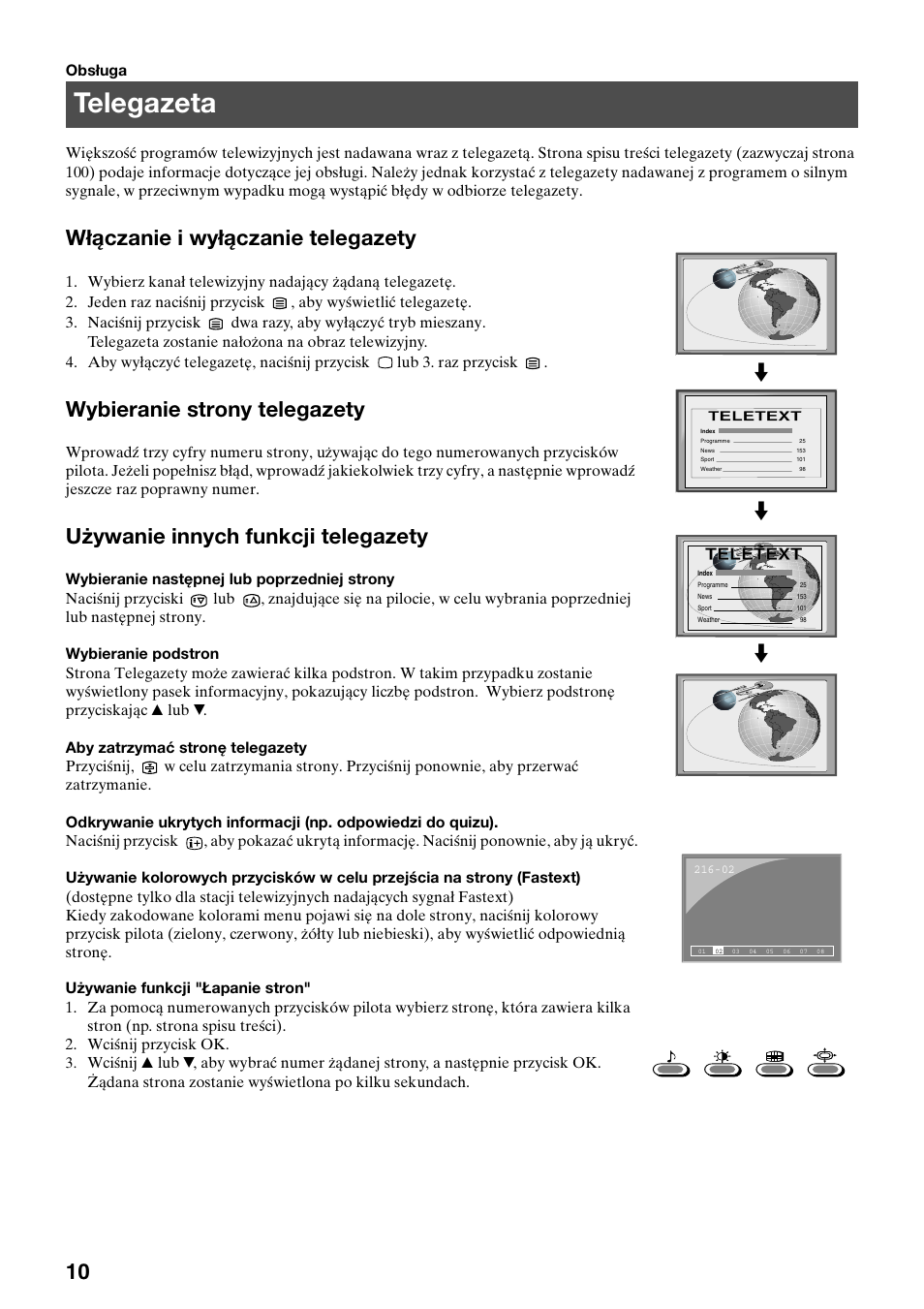 Telegazeta, Włączanie i wyłączanie telegazety, Wybieranie strony telegazety | Używanie innych funkcji telegazety, Teletext | Sony KV-29FQ65K User Manual | Page 40 / 160