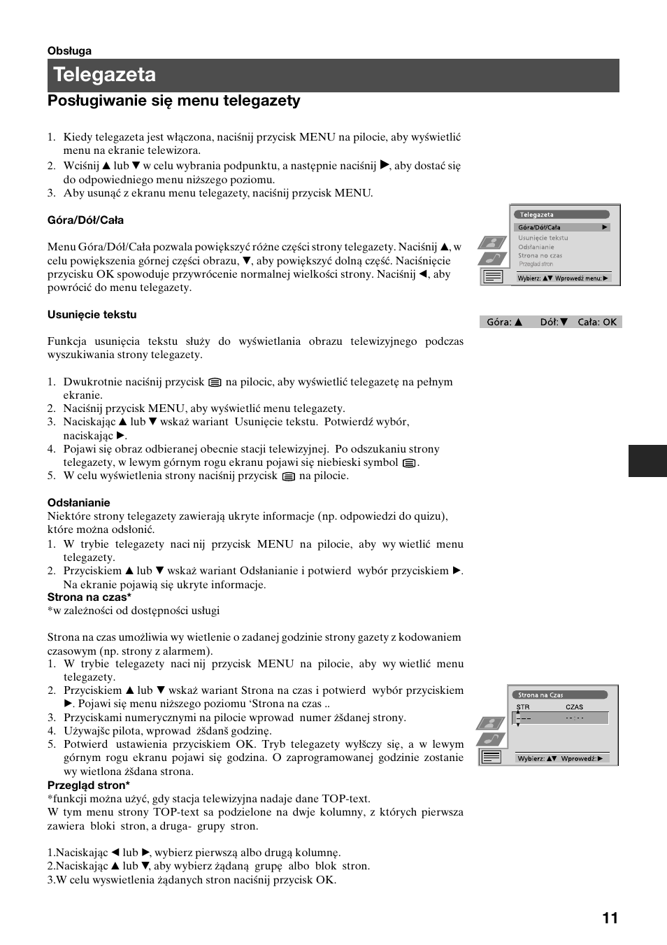 Telegazeta, Posługiwanie się menu telegazety | Sony KV-29FQ65K User Manual | Page 41 / 160