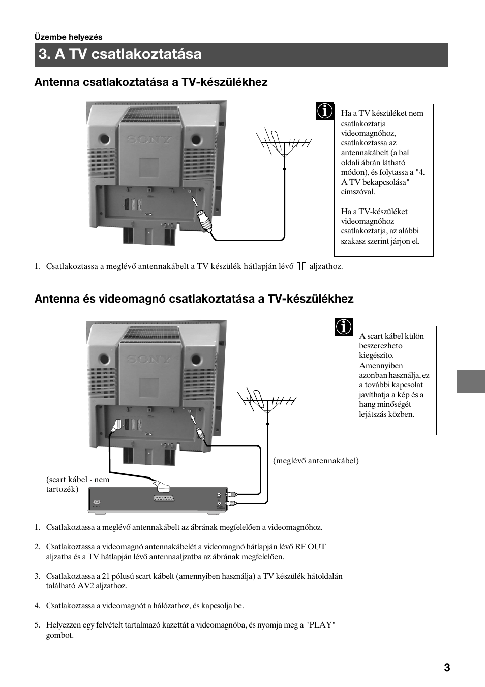 A tv csatlakoztatása | Sony KV-29FQ65K User Manual | Page 85 / 160