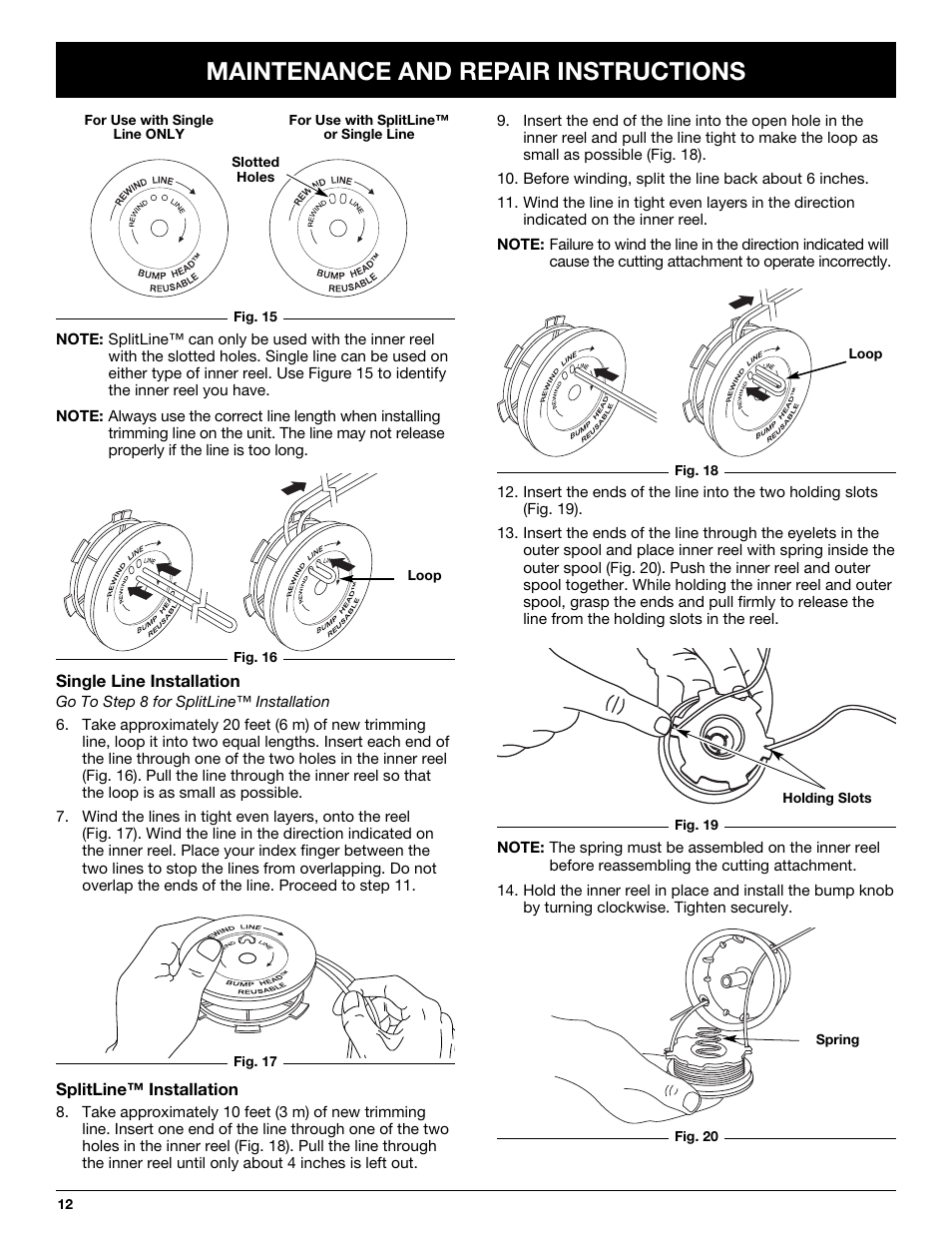 Maintenance and repair instructions | Troy-Bilt TB65SS User Manual | Page 12 / 64