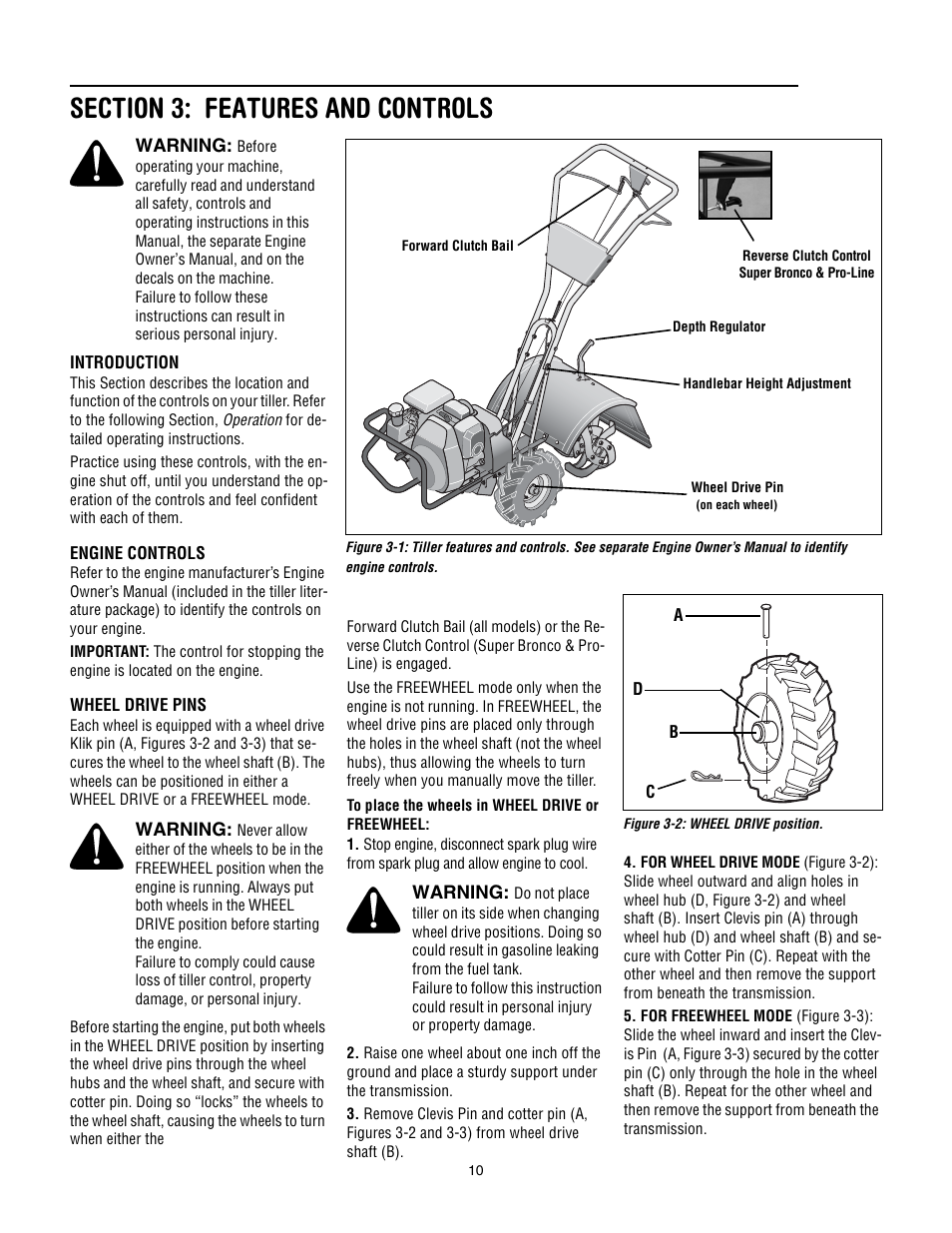 Section 3: features and controls | Troy-Bilt Pro Line User Manual | Page 10 / 32