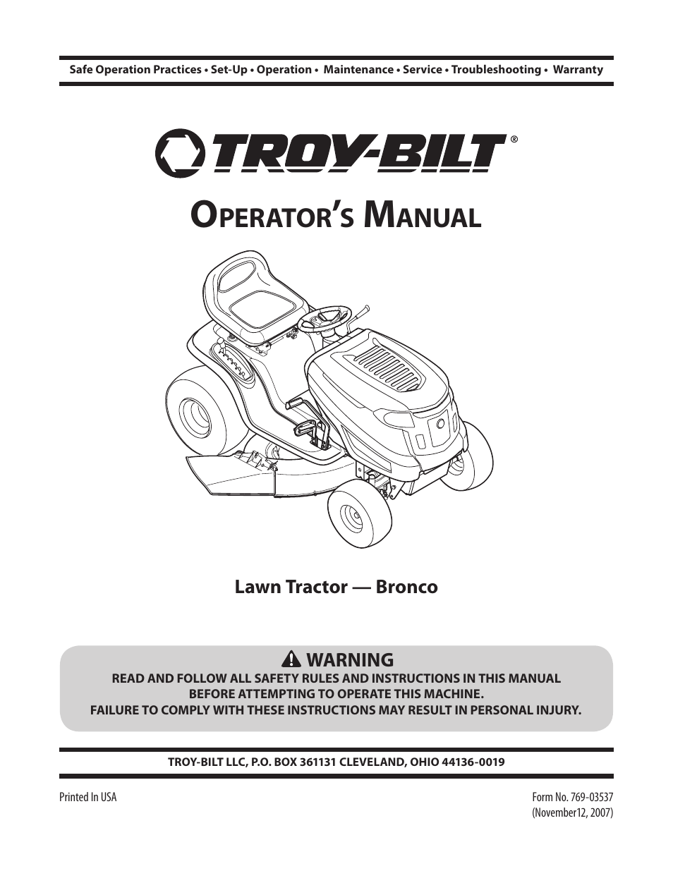 Troy-Bilt Bronco User Manual | 64 pages