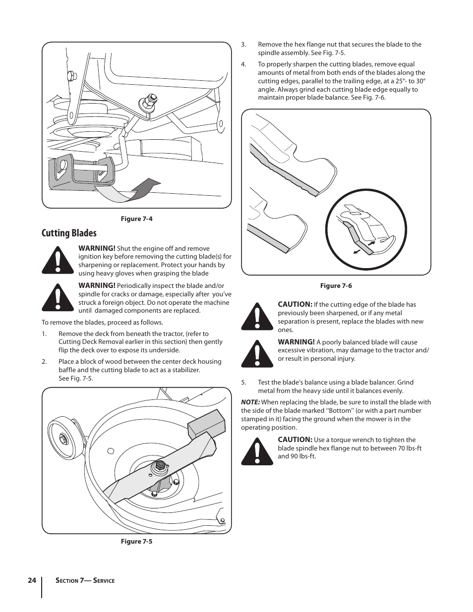 Cutting blades | Troy-Bilt Bronco User Manual | Page 24 / 64