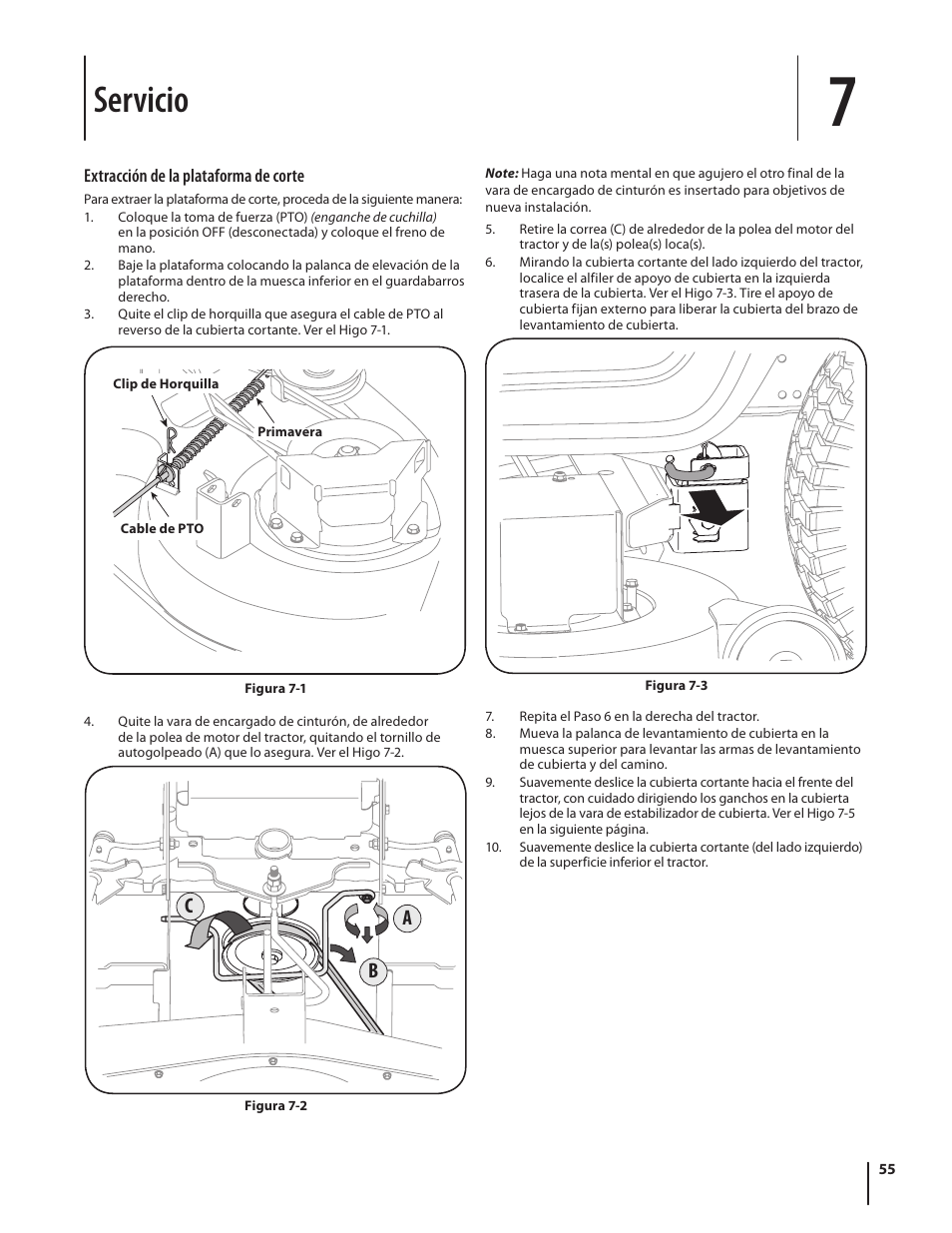 Servicio, Ab c | Troy-Bilt Bronco User Manual | Page 55 / 64