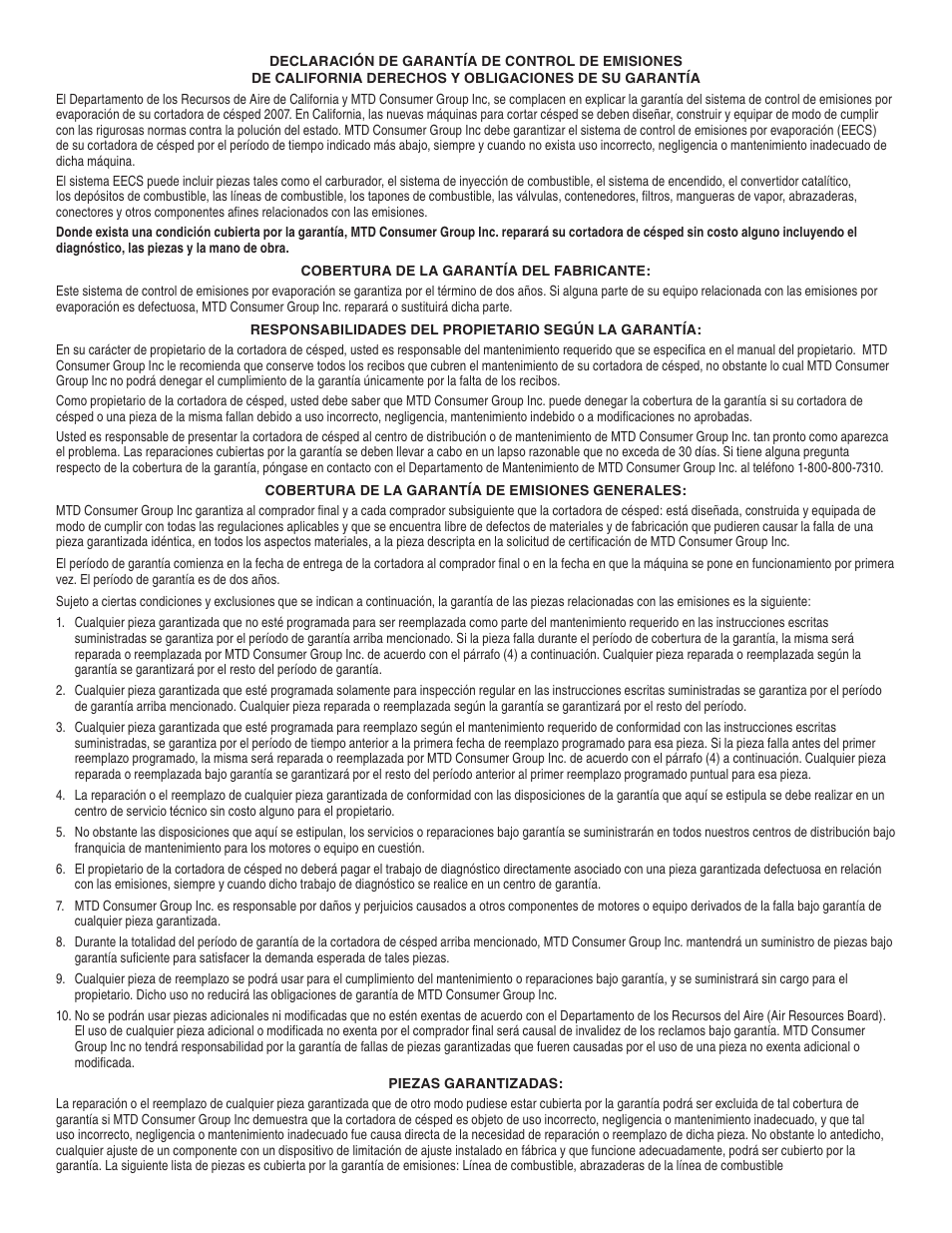 Troy-Bilt Bronco User Manual | Page 63 / 64