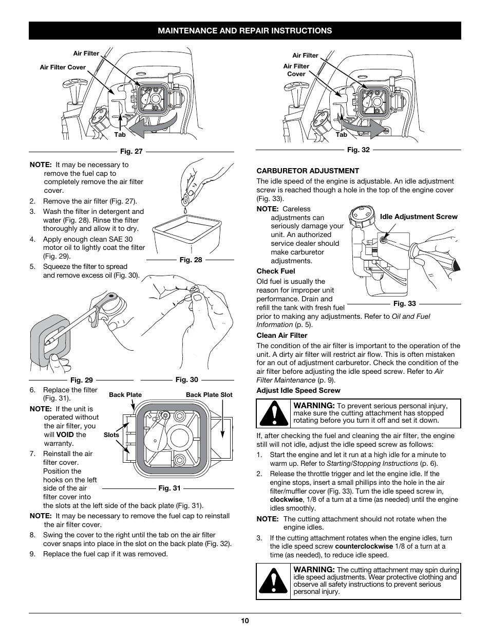 Troy-Bilt TB26TB User Manual | Page 10 / 52
