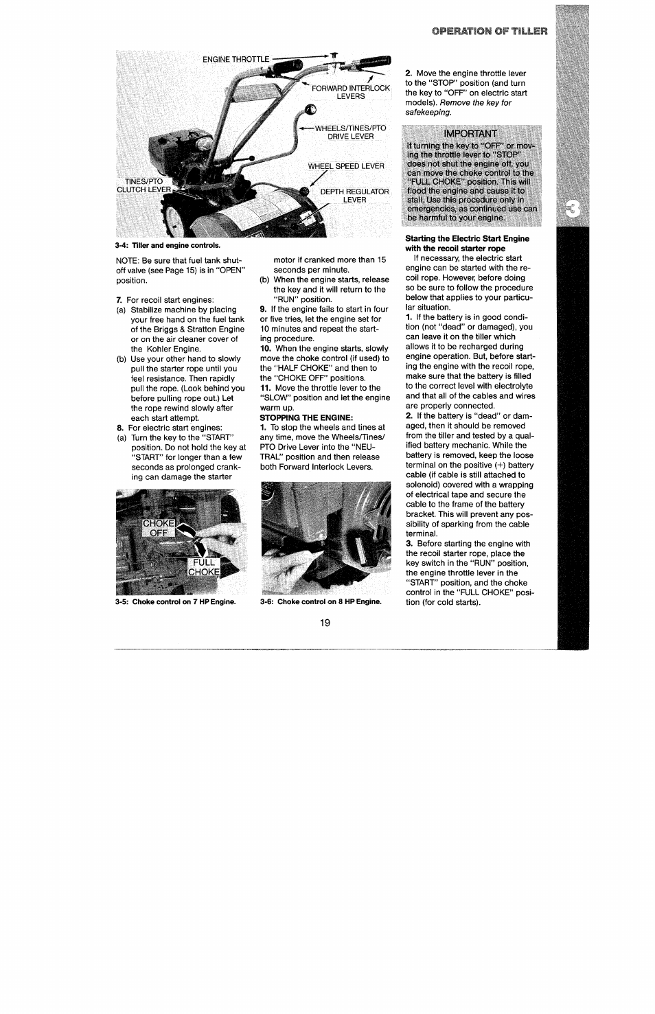 Stopping the engine, Important | Troy-Bilt 8 HP User Manual | Page 21 / 84