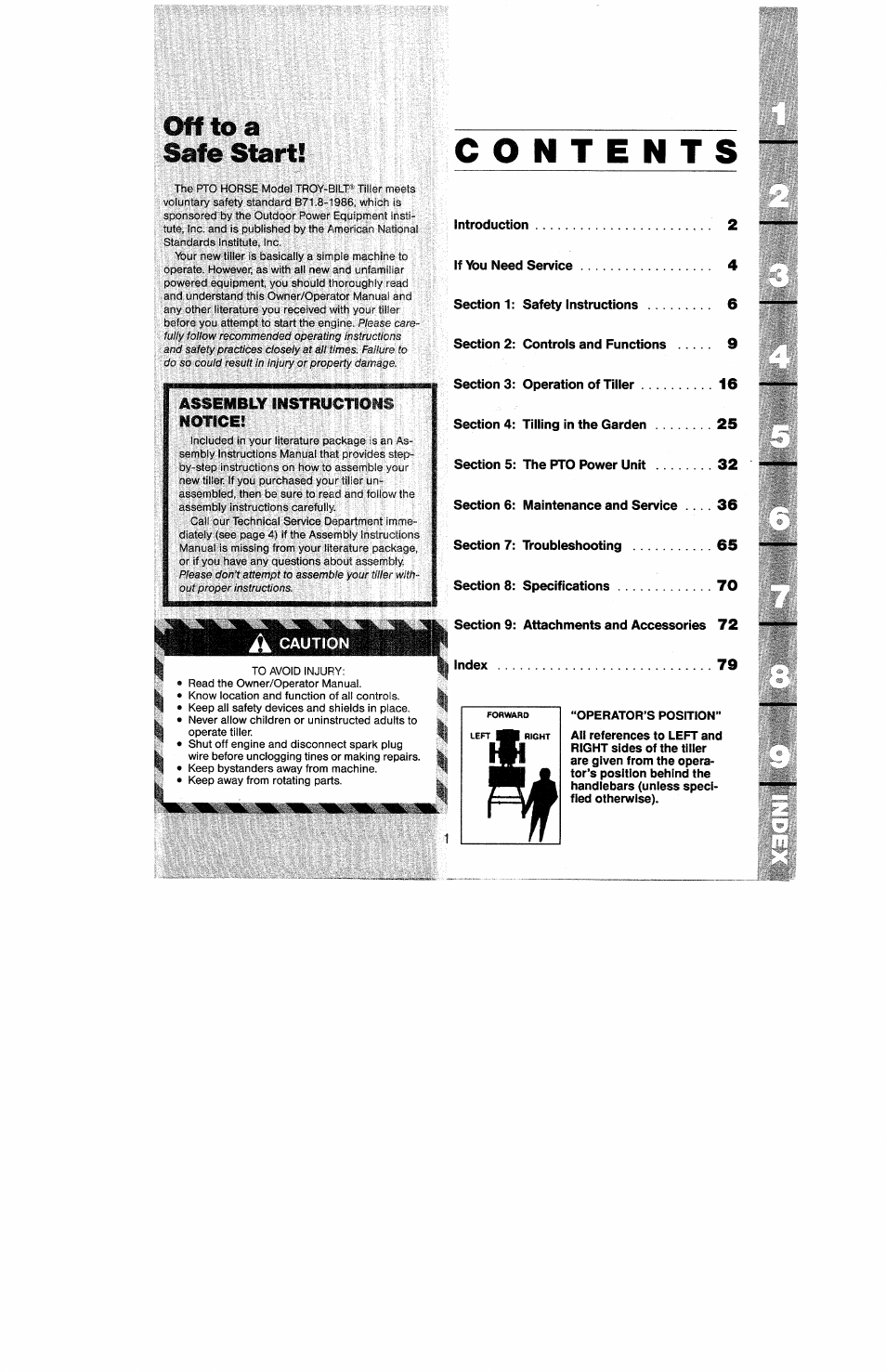Off to a safe start, A caution | Troy-Bilt 8 HP User Manual | Page 3 / 84