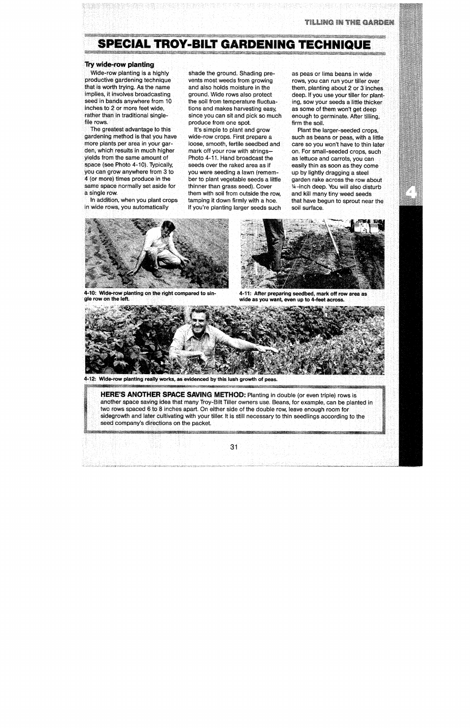 Try wide-row planting, Special troy-bilt gardening technique | Troy-Bilt 8 HP User Manual | Page 33 / 84