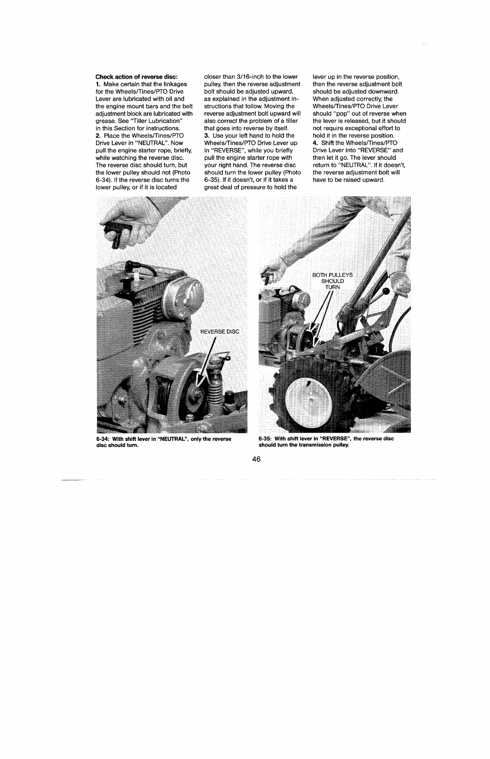 Check action of reverse disc | Troy-Bilt 8 HP User Manual | Page 48 / 84