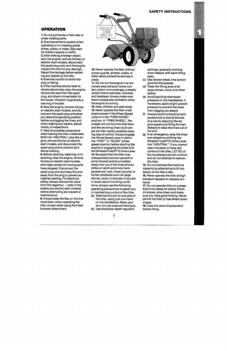 Operation, Safety instructions | Troy-Bilt 8 HP User Manual | Page 9 / 84