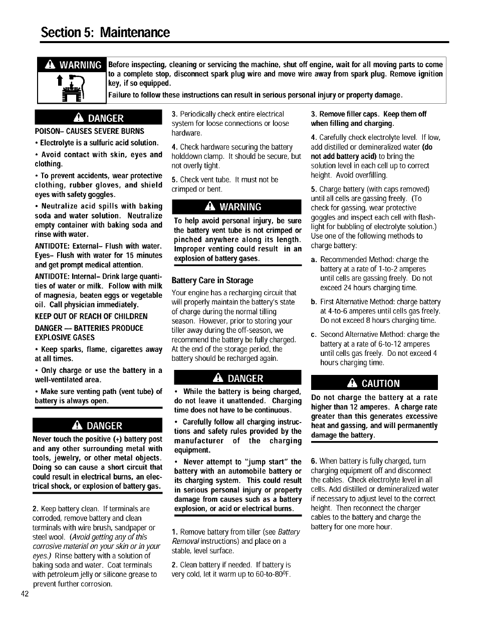 A danger, A warning, A caution | Danger, Warning, Caution | Troy-Bilt 12090 User Manual | Page 42 / 64